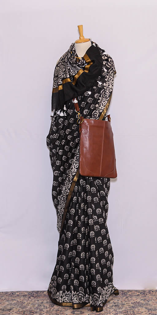 Black Block Printed Saree